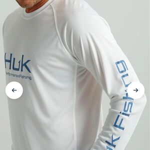 NEW size Large Huk Men's White Performance Fishing Shirt